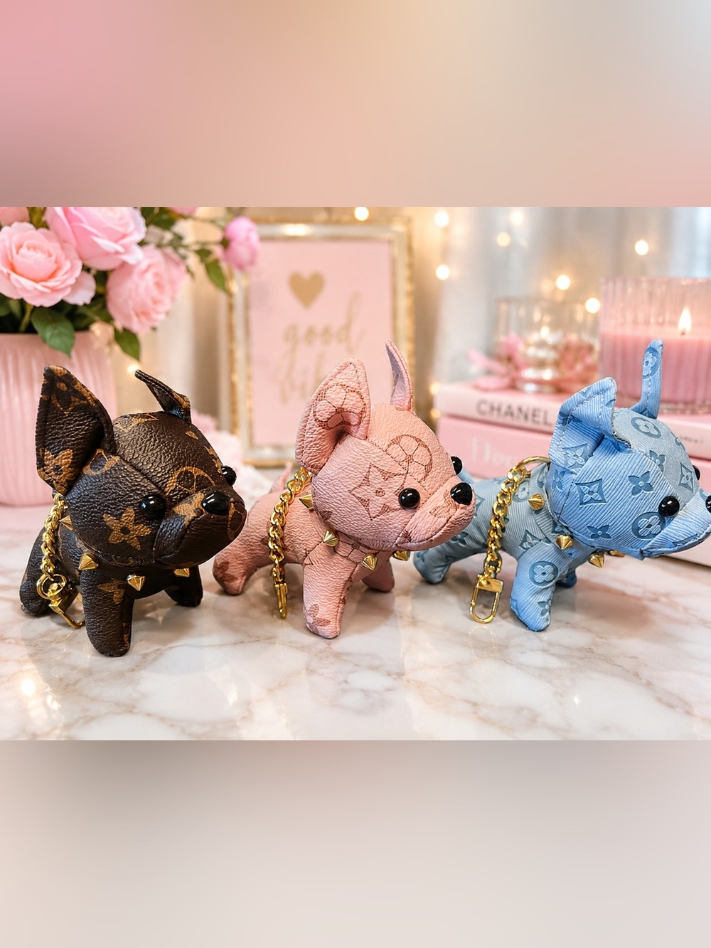 Designer-Style Frenchie Dog Bag Charm Keychain 🐶 - Picture 4 of 17